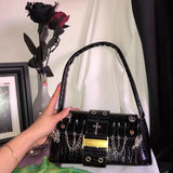Harajuku Spider Shoulder Totes Bags Women Skull Cross Sac A Main Femme Punk
