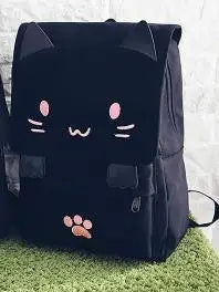 Harajuku Style Cat Print Backpack for Students Women Girls