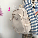 Harajuku Style Teen School Bags for Girls Backpack Solid Women Bookbags