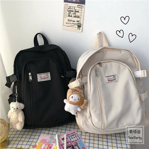 Harajuku Style Teen School Bags for Girls Backpack Solid Women Bookbags