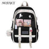 Harajuku Style Women Backpack Contrast School Bag for Girls Multiple Pockets