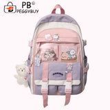 Harajuku Style Women Backpack Contrast School Bag for Girls