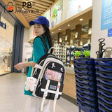 Harajuku Style Women Backpack Contrast School Bag for Girls