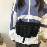 Harajuku Techwear Gothic Crossbody Bag Canvas Sling Handbag Purses Bolsas