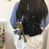 Harajuku Techwear Gothic Crossbody Bag Canvas Sling Handbag Purses Bolsas