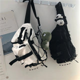 Harajuku Techwear Gothic Crossbody Bag Canvas Sling Handbag Purses Bolsas