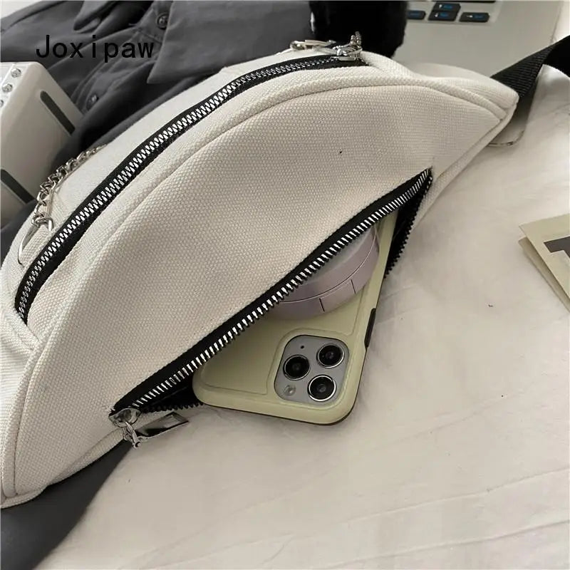 Vintage Canvas Waist Packs for Women Casual Fanny Pack