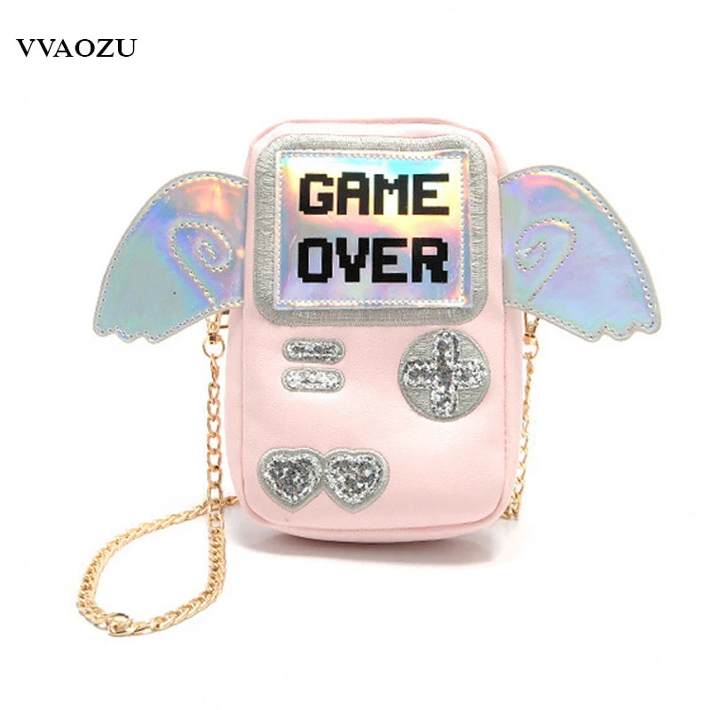 Harajuku Mini Messenger Bag 3D Game Machine Style Game Over Printing