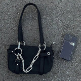 Harajuku Women Shoulder Bag Nylon Zipper Chain Handbags