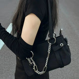 Harajuku Women Shoulder Bag Nylon Zipper Chain Handbags