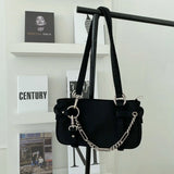 Harajuku Women Shoulder Bag Nylon Zipper Chain Handbags