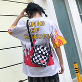 Harajuku Plaid Shoulder Bag Large Size Casual Hip Hop Messenger Bag