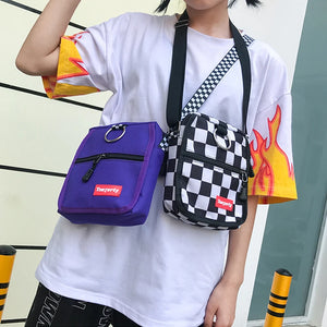 Harajuku Plaid Shoulder Bag Large Size Casual Hip Hop Messenger Bag