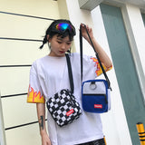Harajuku Plaid Shoulder Bag Large Size Casual Hip Hop Messenger Bag