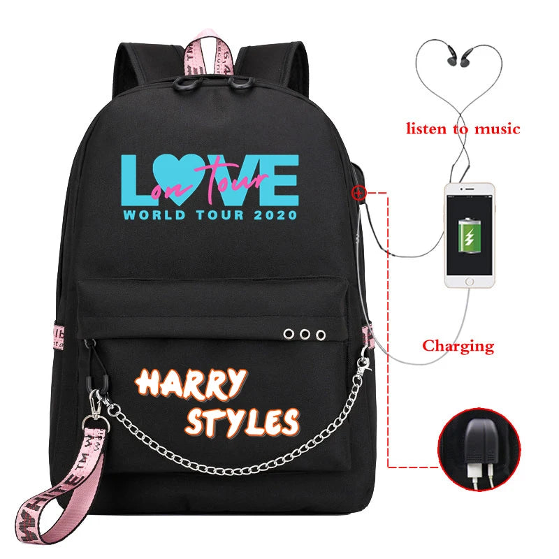 Harry Styles LOVE ON TOUR Travel Backpack Women Laptop School Bagpack