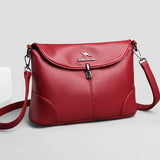 Hasp Leather Shoulder Bag Soft Messenger Bag