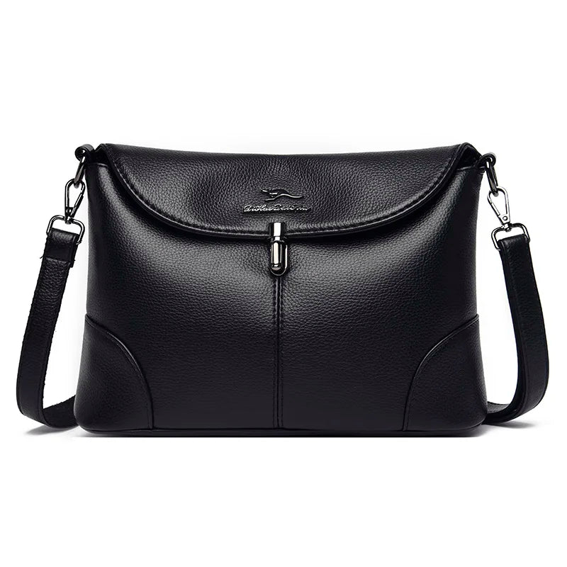 Hasp Leather Shoulder Bag Soft Messenger Bag