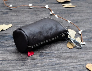 Leather Cylinder Bucket Bag Key Bag for Men and Women