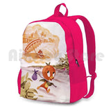 Vintage Orange Bird Outdoor Hiking Backpack
