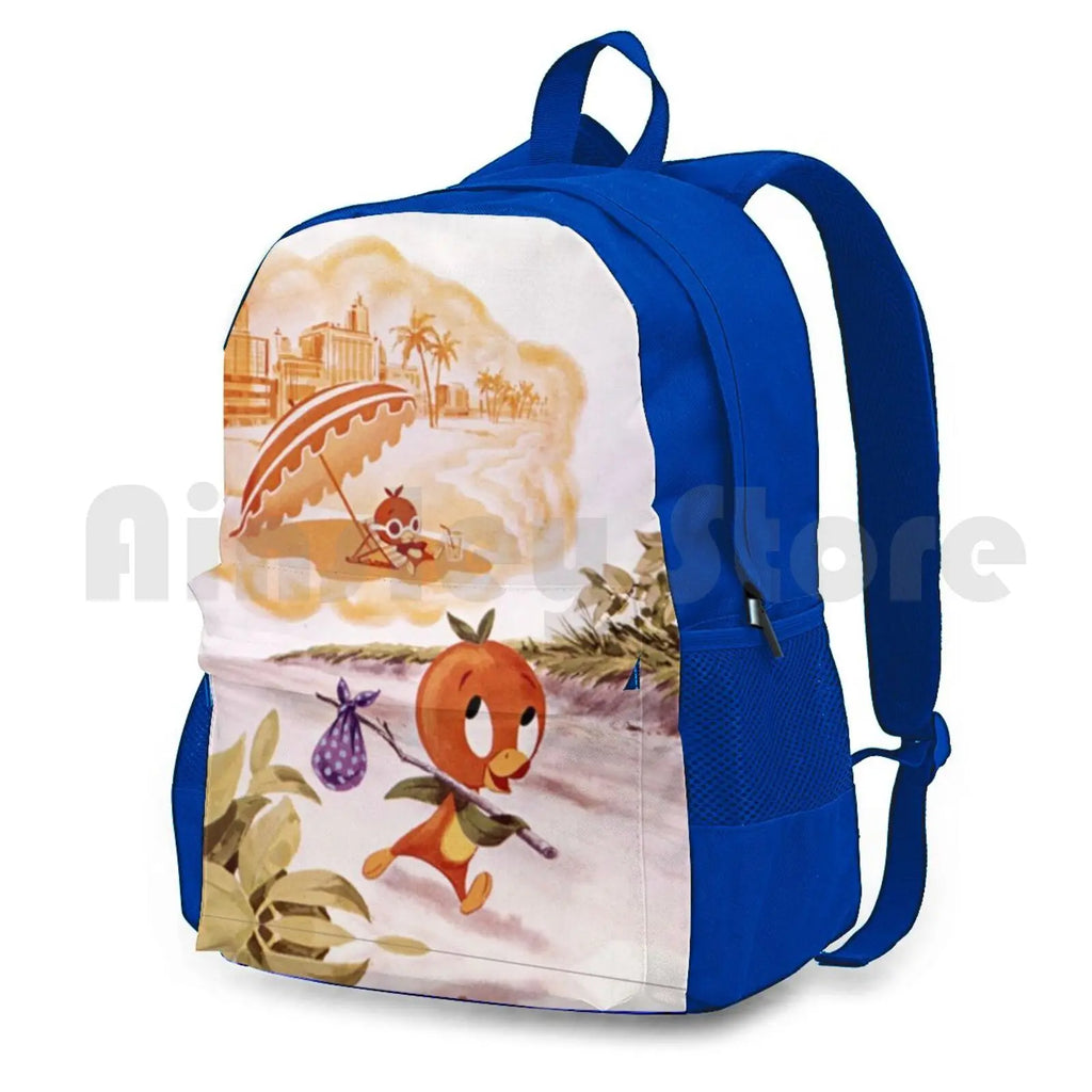 Vintage Orange Bird Outdoor Hiking Backpack