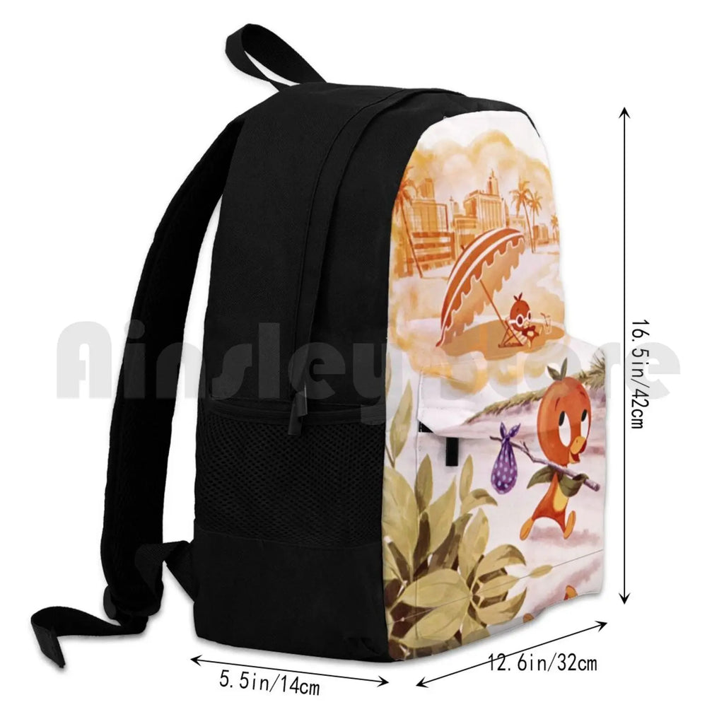 Vintage Orange Bird Outdoor Hiking Backpack