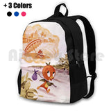 Vintage Orange Bird Outdoor Hiking Backpack