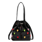 Pink Love Ladies Drawstring Bucket Purse Handbag