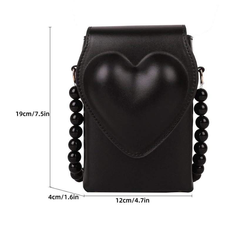 Heart Flap Shoulder Bag Ladies Leather Handbags Female Crossbody Tote