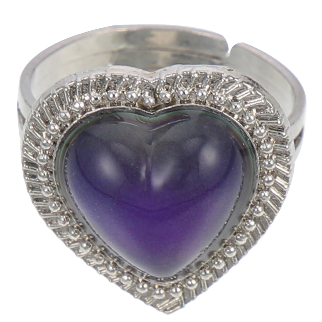 Adjustable Size Heart Gemstone Mood Ring for Kids