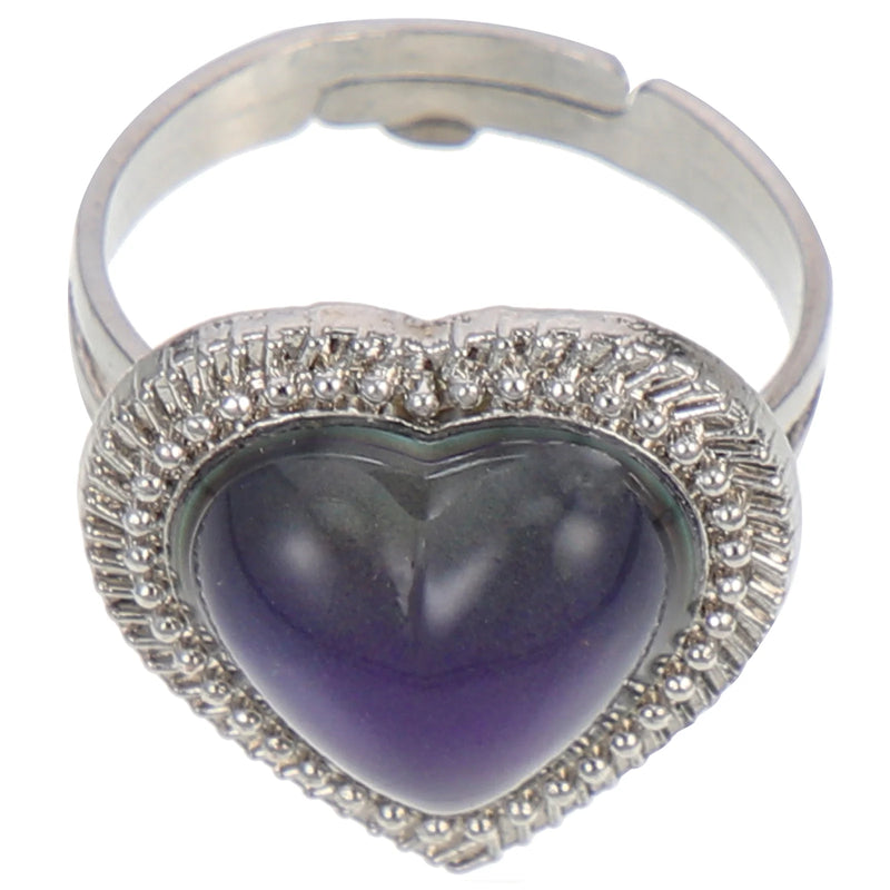 Adjustable Size Heart Gemstone Mood Ring for Kids