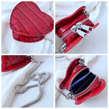 Heart Mini Crossbody Bag Stone Pattern Chain Shoulder Bag