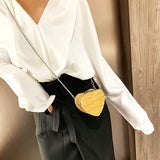 Heart Mini Crossbody Bag Stone Pattern Chain Shoulder Bag