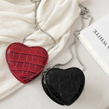 Heart Mini Crossbody Bag Stone Pattern Chain Shoulder Bag