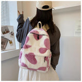 Heart Plush Cartoon Backpack Girl Plush Backpacks Fur Backpacks Children Schoolb