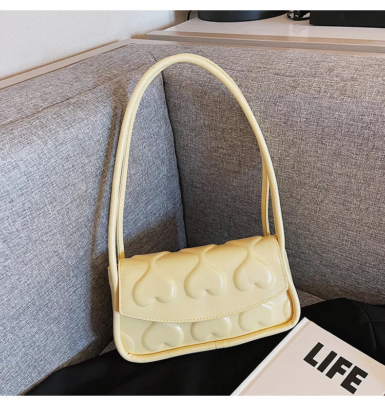 Heart Shape Printing Women's Handbag Shoulder Bag PU Leather