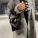 Heart Shaped Beaded Shoulder Bag for Women