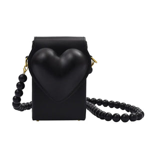 Heart Shaped Beaded Shoulder Bag for Women