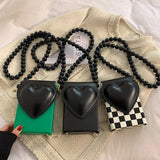 Heart Shaped Beaded Shoulder Bag for Women