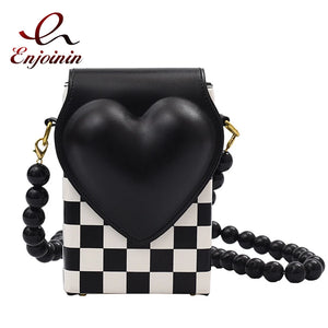 Heart Shaped Beaded Shoulder Bag for Women