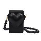 Heart Shaped Beaded Shoulder Bag for Women