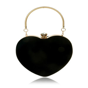 Heart Shaped Diamonds Evening Bag Chain Shoulder Purse Clutch