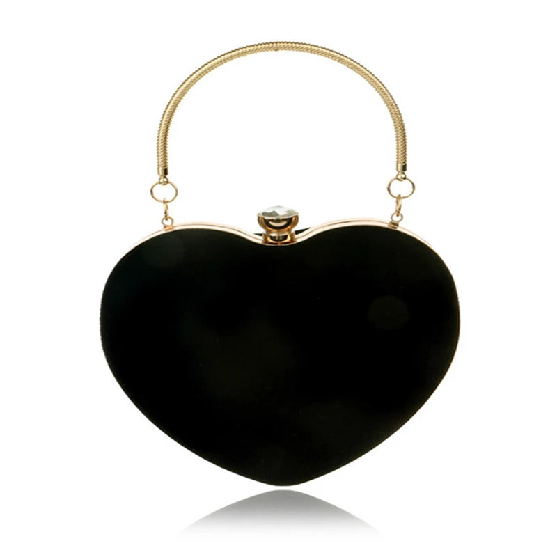 Heart Shaped Diamonds Evening Bag Chain Shoulder Purse Clutch