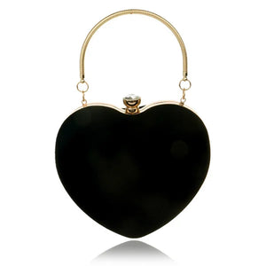 Heart Shaped Diamonds Evening Bag Chain Shoulder Purse Clutch