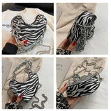 Leopard Print Chain Crossbody Bag for Women Shoulder Clutch Bag
