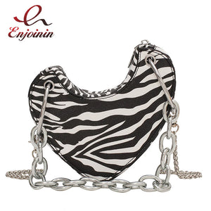 Leopard Print Chain Crossbody Bag for Women Shoulder Clutch Bag