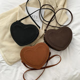 Heart Shaped Shoulder Bag PU Leather Satchel Purse