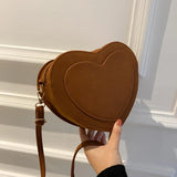 Heart Shaped Shoulder Bag PU Leather Satchel Purse