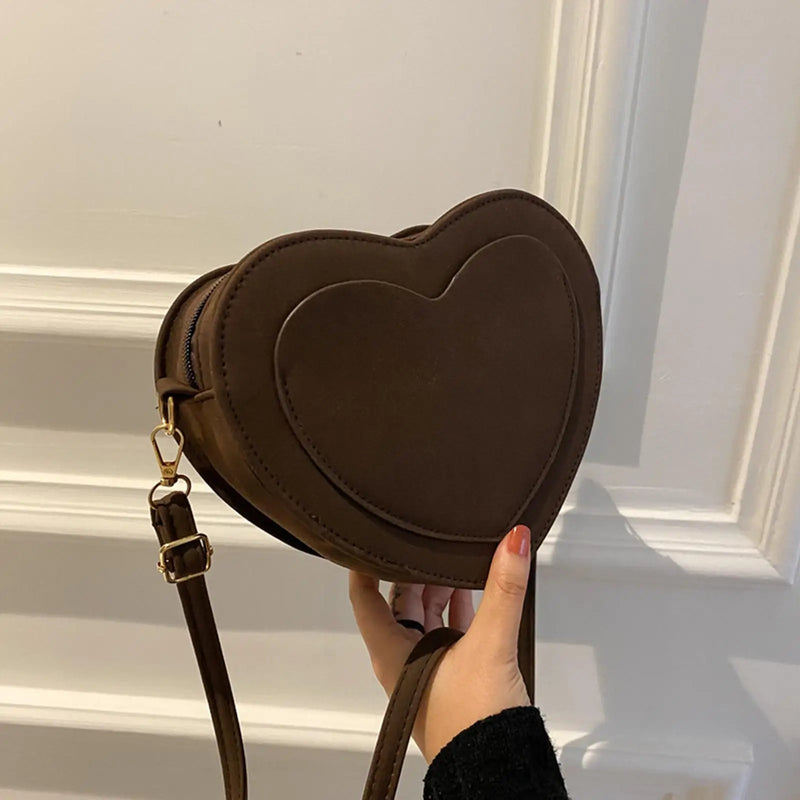 Heart Shaped Shoulder Bag PU Leather Satchel Purse