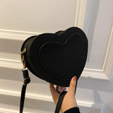 Heart Shaped Shoulder Bag PU Leather Satchel Purse