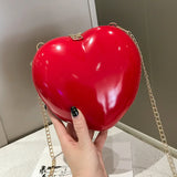 Heart Women Shoulder Bags Solid PVC Messenger Chain Zipper Satchel Bag